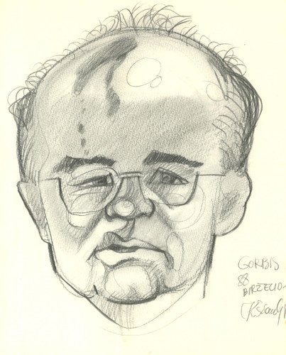 Cartoon: Gorbachyov - 1988 (medium) by Kestutis tagged soviet,ussr,caricature,lithuania,siaulytis,kestutis,gorbachyov
