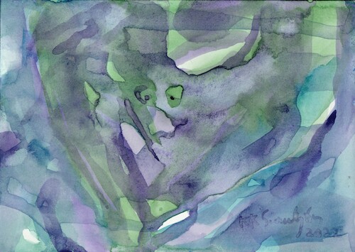 Cartoon: Green Man (medium) by Kestutis tagged dada,watercolor,green,man,kestutis,lithuania,art,kunst