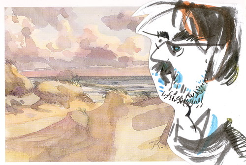 Cartoon: Gunnar near the Baltic sea (medium) by Kestutis tagged sketch,sweden,baltic,kestutis,postcard,dada,sea