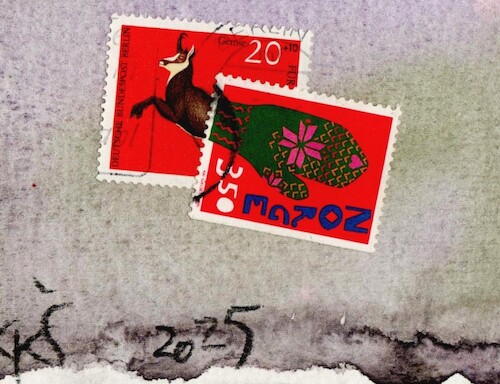Cartoon: In the mountains it is cold (medium) by Kestutis tagged mountain,cold,art,kunst,kestutis,lithuania,dada,postcard,briefmarke,stamp