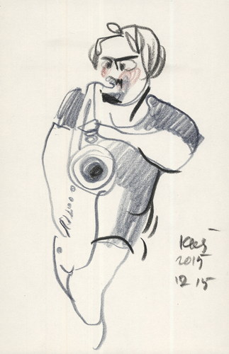 Cartoon: Jazzman Liudas Mockunas (medium) by Kestutis tagged sketch,jazz,music,kestutis,lithuania