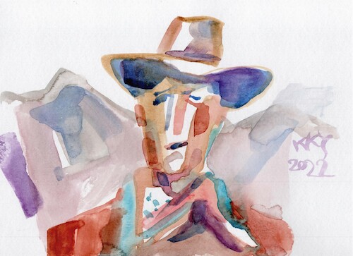 Cartoon: John Wayne (medium) by Kestutis tagged movie,actor,western,indians,kestutis,lithuania