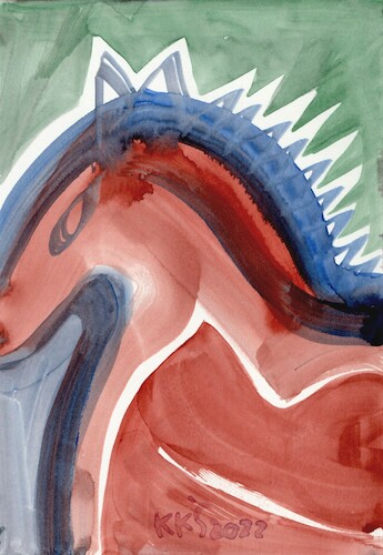 Cartoon: Knight (medium) by Kestutis tagged vknight,dada,watercolor,art,kunst,kestutis,lithuania