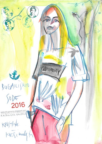 Cartoon: Kristina  in plein-air (medium) by Kestutis tagged dada,sketch,kestutis,lithuania,pleinair