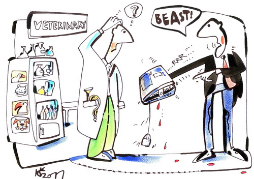 Cartoon: LAPTOP (medium) by Kestutis tagged computer,veterinary,beast,accident,happening