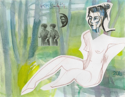 Cartoon: Le Dejeuner sur lherbe (medium) by Kestutis tagged dada,watercolor,kestutis,lithuania,art,kunst,history