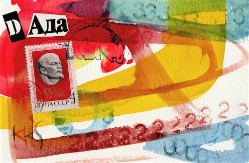 Cartoon: LENIN AND DADAISM 3 (medium) by Kestutis tagged lenin,russia,dada,switzerland,zurich,postcard,kestutis,lithuania,art,kunst