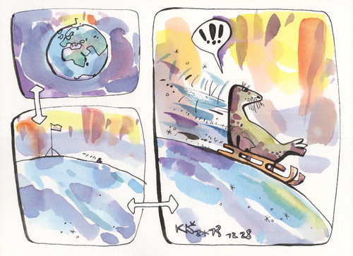 Cartoon: Luge. Earth is round! (medium) by Kestutis tagged luge,winter,olympic,sports,seal,snow,ice,earth,sochi,2014,kestutis,lithuania