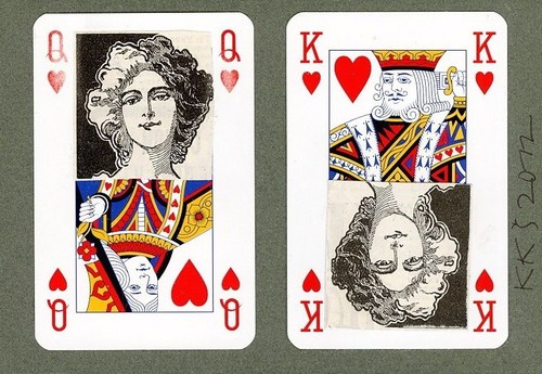 Cartoon: MAN and WOMAN (medium) by Kestutis tagged man,woman,cards,kestutis,collage,king,queen