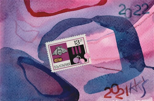 Cartoon: Moths in postage stamps (medium) by Kestutis tagged dada,postcard,postage,stamps,briefmarke,kestutis,lithuania,philatelie
