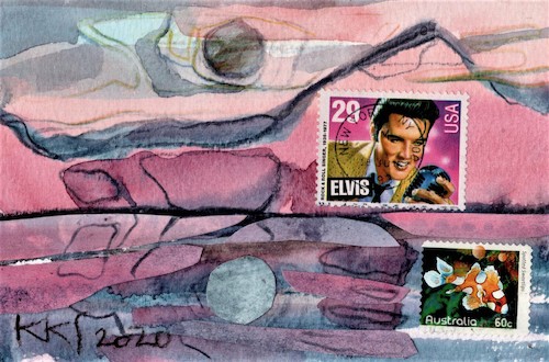 Cartoon: My Way (medium) by Kestutis tagged elvis,presley,way,postcard,art,kunst,kestutis,lithuania