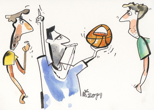 Cartoon: NEW BASKETBALL - EuroBasket 2011 (medium) by Kestutis tagged basketball,humor,happening,adventure,referee