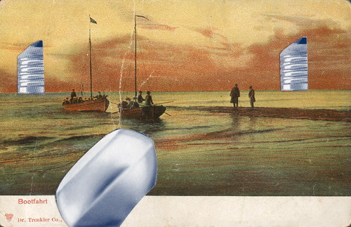 Cartoon: New dimension. Bootfahrt (medium) by Kestutis tagged lithuania,kestutis,ship,sea,kunst,art,post,dadaism,dada,postcard,dimension,new