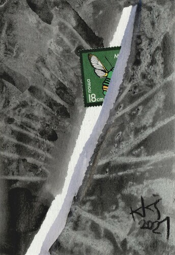 Cartoon: Night butterflies 1 (medium) by Kestutis tagged night,butterflies,dada,schmetterling,postcard,kestutis,lithuania,nachtschmetterlinge