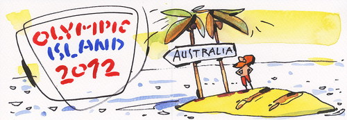 Cartoon: OLYMPIC ISLAND. Long jump (medium) by Kestutis tagged kangaroo,palm,ocean,lithuania,siaulytis,kestutis,sport,summer,2012,london,island,olympic,desert,goodbye,hello,athletics,jump,long,comic,comics,strip,australia