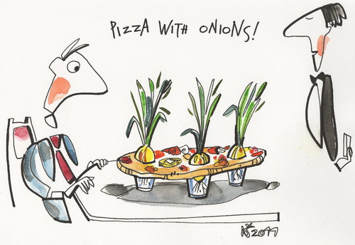 Cartoon: PIZZA WITH ONIONS (medium) by Kestutis tagged pizza,onions,saturday,happening