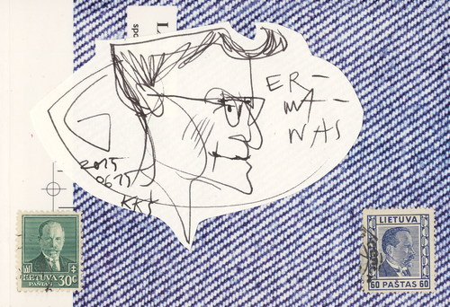 Cartoon: Portrait G (medium) by Kestutis tagged dada,postcard,sketch,kestutis,lithuania,portrait