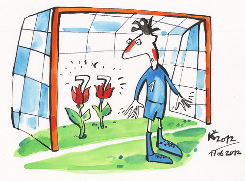 Cartoon: PORTUGUESE TULIPS (medium) by Kestutis tagged 2012,euro,football,goal,ronaldo,cristiano,blume,flower,netherlands,fans,goalkeeper,sport,portugal,garden,tulips,portuguese,soccer,fußball,nature,fussball