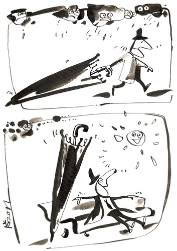 Cartoon: PREVENTION (medium) by Kestutis tagged umbrella,regenschirm,sun,rain,regen,prevention
