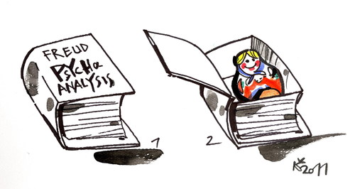 Cartoon: PSYCHOANALYSIS (medium) by Kestutis tagged book,freud,psychoanalysis,kestutis,lithuania,matryoshka