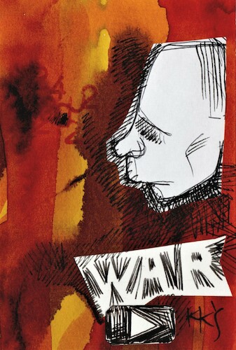Cartoon: Putin and his double 2 (medium) by Kestutis tagged putin,war,krieg,russia,russland,ukraine,double,youtube,dada,postcard,kestutis,lithuania