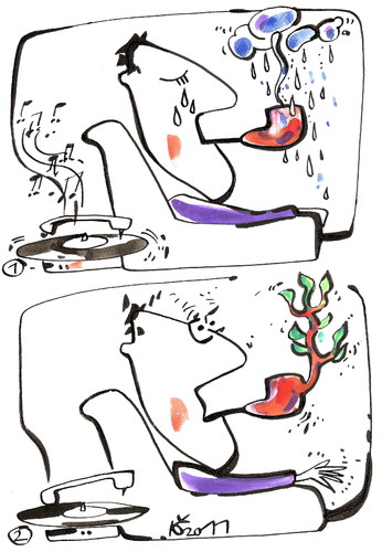 Cartoon: ROMANCE (medium) by Kestutis tagged romance,song,music,pipe,romanze