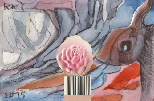 Cartoon: Rose and prickles (medium) by Kestutis tagged lithuania,kestutis,postcard,dada,barcode,rose