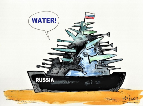 Cartoon: Russian ship (medium) by Kestutis tagged war,putin,krieg,russia,russland,ukraine,kestutis,lithuania