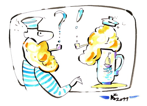 Cartoon: SAILOR AND BEER (medium) by Kestutis tagged bier,meeting,mood,form,beer,sailor,foam,oktoberfest