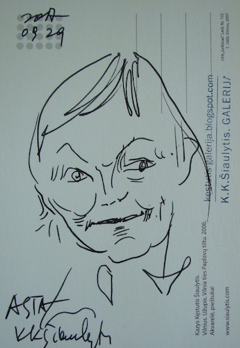 Cartoon: Sculptor Asta Vasiliauskaite (medium) by Kestutis tagged sculptor,sketch,kestutis,lithuania