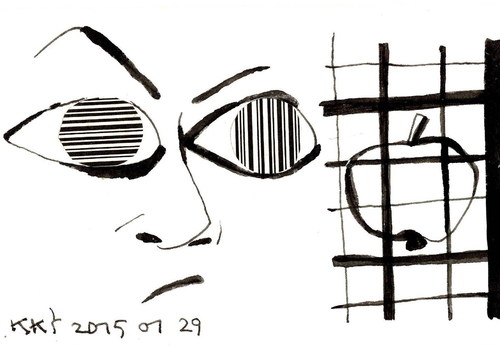Cartoon: Sight - image (medium) by Kestutis tagged bar,image,code,kestutis,lithuania,aple,eye