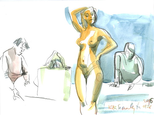 Cartoon: Sketch. Artist and model 17 (medium) by Kestutis tagged kestutis,lithuania,sketch,artist,model