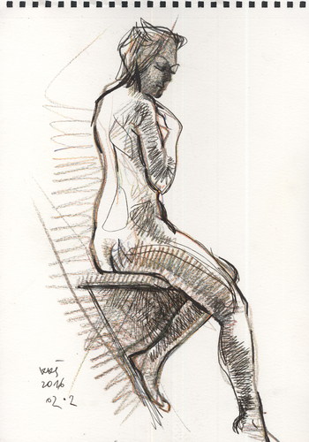 Cartoon: Sketch. Artist and model 18 (medium) by Kestutis tagged lithuania,kestutis,model,artist,sketch