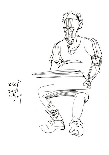 Cartoon: Sketch. Artists and model (medium) by Kestutis tagged sketch,artists,model,kestutis,lithuania,observation