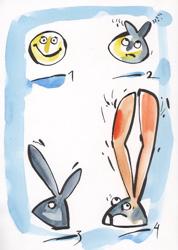 Cartoon: SMILE METAMORPHOSIS (medium) by Kestutis tagged smile,metamorphosis,hare,hase,woman,frau,feme,girl,man,slippers,pantoffeln