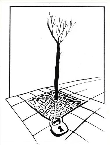 Cartoon: SPRING IN THE CITY (medium) by Kestutis tagged spring,city,stadt,frühling,tree,baum
