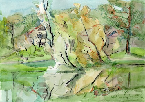 Cartoon: Spring in Vilnius 1 (medium) by Kestutis tagged spring,vilnius,landscape,art,kunst,kestutis,lithuania