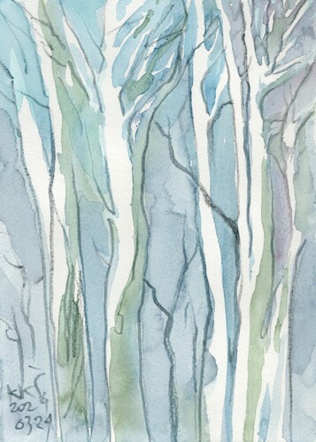 Cartoon: Spring. Park trees (medium) by Kestutis tagged spring,tree,aquarell,kestutis,lithuania,art,kunst,watercolor,sketch