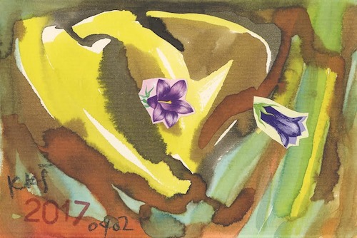 Cartoon: Stare (medium) by Kestutis tagged watercolor,dada,postcard,art,kunst,kestutis,lithuania