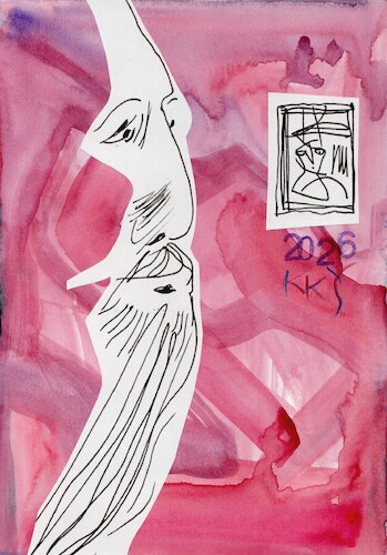 Cartoon: Storm outside the window (medium) by Kestutis tagged sketch,art,kunst,storm,kestutis,lithuania