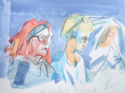 Cartoon: Summer etudes. Artists (medium) by Kestutis tagged summer,etude,artists,sketch,kestutis,lithuania