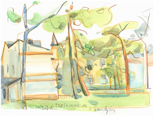 Cartoon: Summer in Druskininkai (medium) by Kestutis tagged lithuania,kestutis,sketch,watercolor,summer