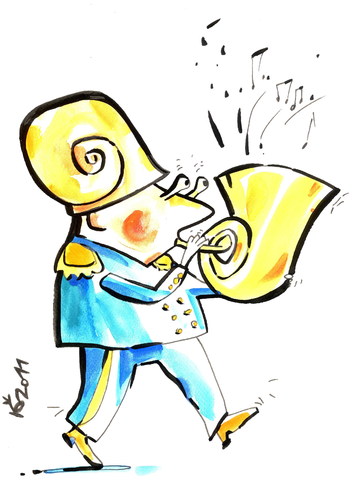 Cartoon: TALENT (medium) by Kestutis tagged music,kunst,art,endowments,snail,skill,talent,charisma
