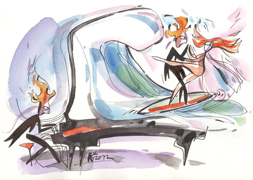 Cartoon: TANGO (medium) by Kestutis tagged lithuania,siaulytis,kestutis,klavier,piano,gezeiten,woman,man,tide,music,tango,tanzen,dance