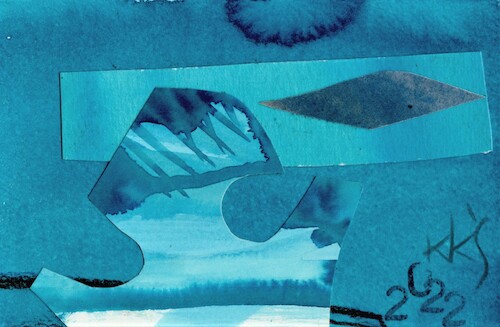 Cartoon: The blue dimension (medium) by Kestutis tagged dimension,dada,sea,sky,cornflower,flag,etc,kestutis,lithuania,postcard,art,kunst