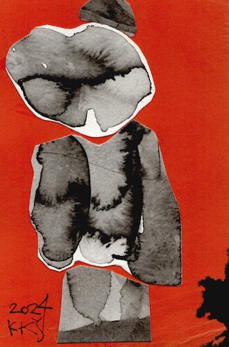Cartoon: The passerby and the street dog (medium) by Kestutis tagged street,dog,mosaic,person,man,dada,postcard,art,kunst,kestutis,lithuania,the