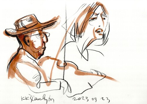 Cartoon: Two sketches in concert (medium) by Kestutis tagged sketch,concert,music,guitar,kestutis,lithuania