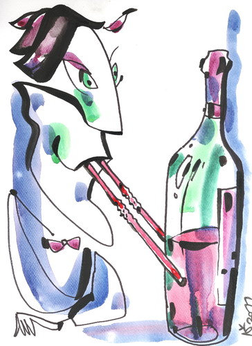 Cartoon: VAMPIRE AND WINE (medium) by Kestutis tagged vampire,wine,night,nacht