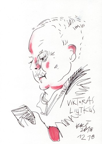 Cartoon: Viktoras Liutkus (medium) by Kestutis tagged art,kunst,kestutis,lithuania,sketch