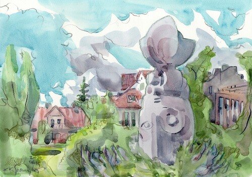 Cartoon: Vilnius in the summer 8 (medium) by Kestutis tagged sketch,sculpture,summer,vilnius,art,kunst,kestutis,lithuania